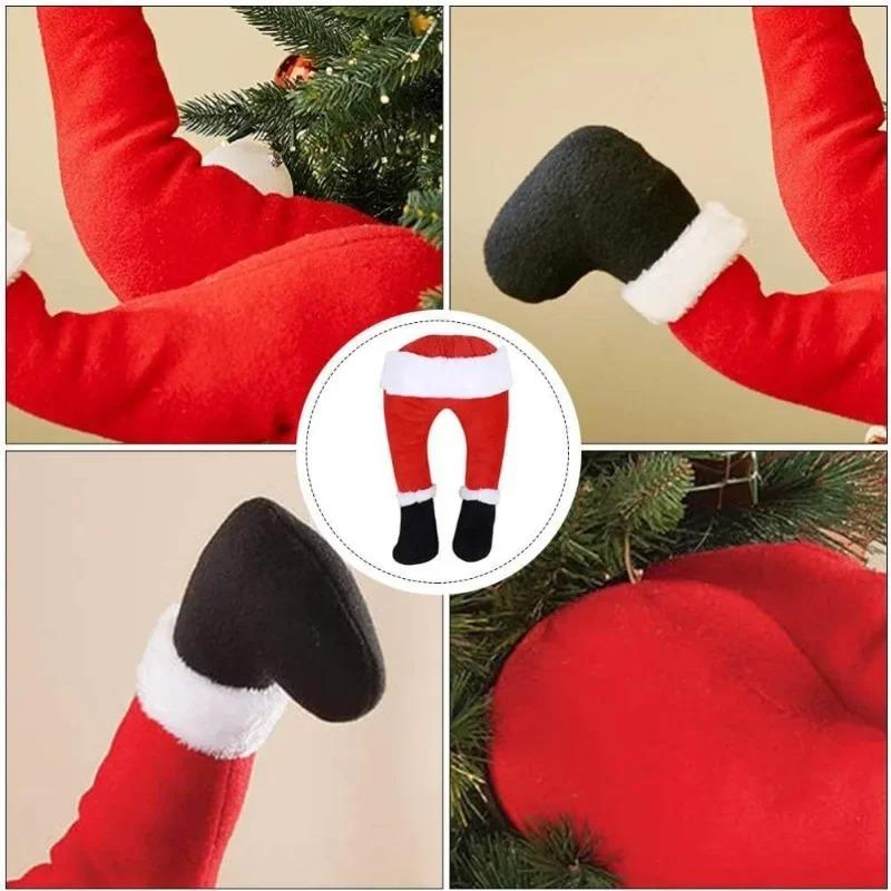 Santa Claus Elf Legs Plush Christmas Tree Door Decoration Hanging Ornament Festive Holiday Home Decor for Living Room Display