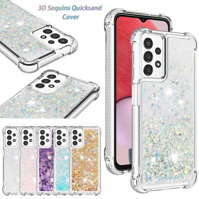 3D Clear Bling Glitter Liquid Quicksand Flitry Love Heart Stars Bumper Pouzdro na telefon pro Samsung Galaxy A13 S22 Měkký silikonový TPU zadní kryt odolný proti nárazům