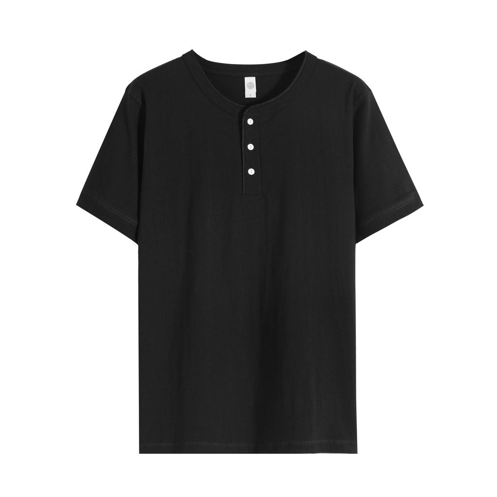 Men Short Sleeve Henley Heavyweight Every Day T-Shirt