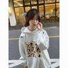 Guochao brand high street embroidery patch hooded sweater women's winter loose design sense niche velvet thickened coat