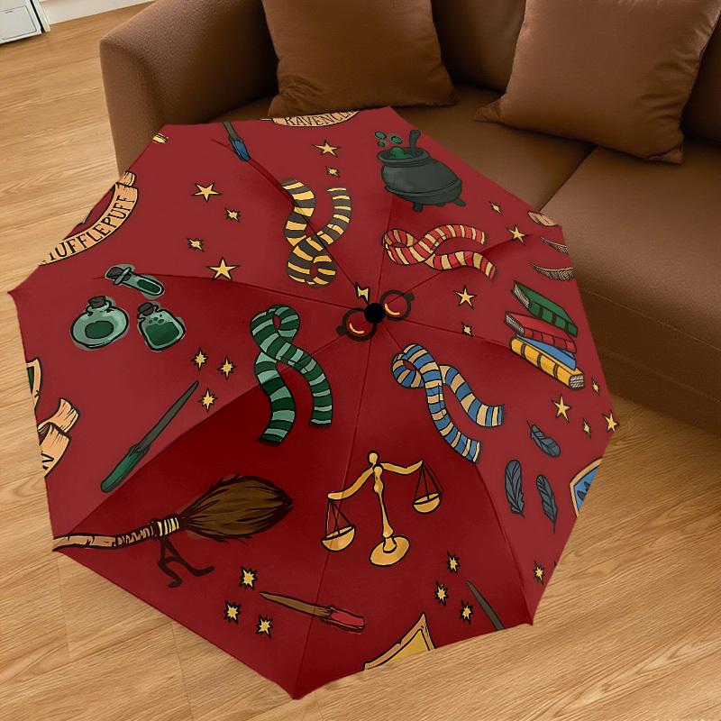 1PC Harry Potter Hogwarts Houses Umbrella-8-Rib Reinforced, Automatic Open, Lightweight & Durable, Cute Fashion Accessory for Outdoor, D2691
