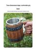 Creative Handmade Wooden Barrel-Style Stainless Steel Beer Mug, Large Capacity