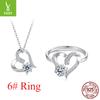 Ins Moissanite Non-Fading 925 Sterling Silver Ring Super Flash Heart-Shaped Mozzarella Jewelry Set