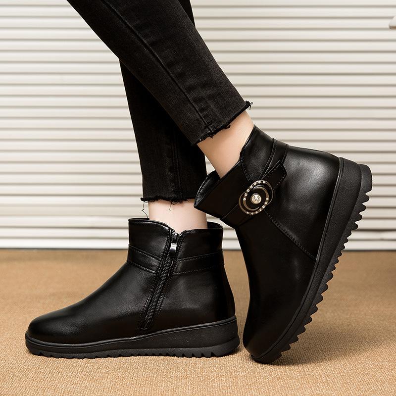 Scarpe invernali in pelle velluto cotone caldo casual da esterno stivali da neve scarpe in cotone