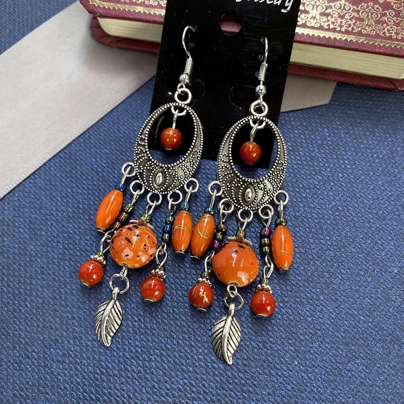 Bohemian Vintage Silver Earrings Muse Jewelry Face Skinny Earrings Tassel Long Earrings