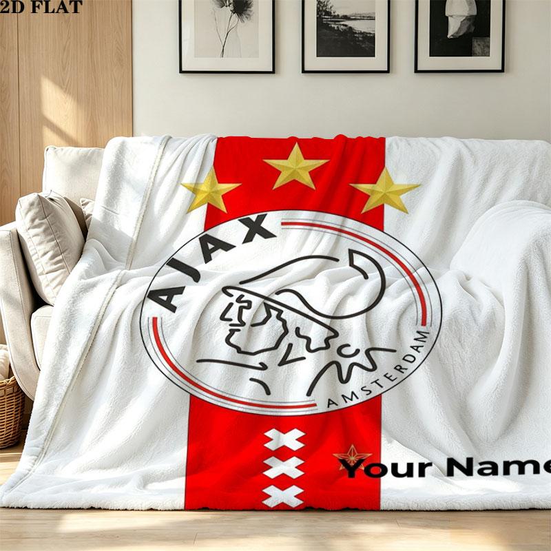 1PC AFC Ajax Custom Name Patterned Flannel Blanket Suitable For All Seasons for Home Decor Warmth and Comfort Gifts Holiday Present