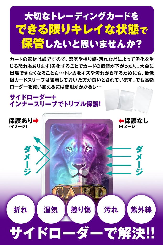 Card Loader Side Loader Card Sleeve Pokeka Sleeve Trading Card Hard Case Protection Clear 40 Sheets [UV Protection] (UV (Horizontal))