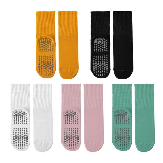 1 Pair Yoga Socks with Non-slip Silicone Gripper Breathable Moisture-Wicking Professional Women Ballet Dance Fitness Pilates Sports Mid-calf Socks