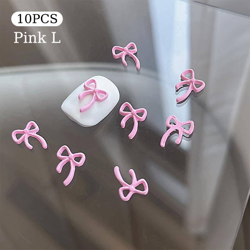 10Pcs Kawaii Bowknot Metal Gold Silver Nail Charms 3D Alloy Bow Tie Jewelry Nail  Decoration Manicure Accessories