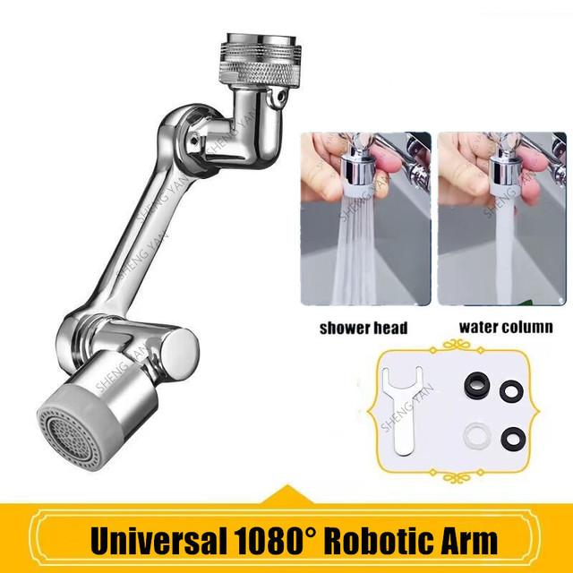 Metal Copper 1080° Rotation Faucet Aerator Extender Swivel Robotic Arm Faucets Sprayer Head Nozzle Kitchen Tap Saving Water
