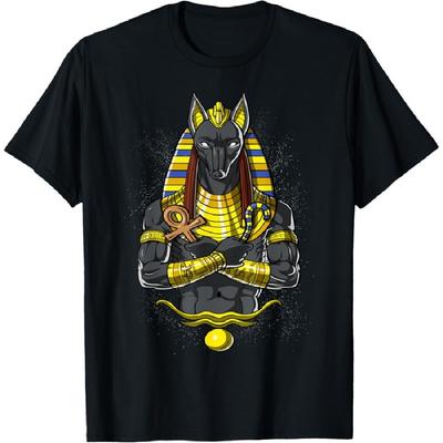 Anubis Dieu Égyptien Pharaon Symbole Ankh Mythologie Ancienne T-shirt