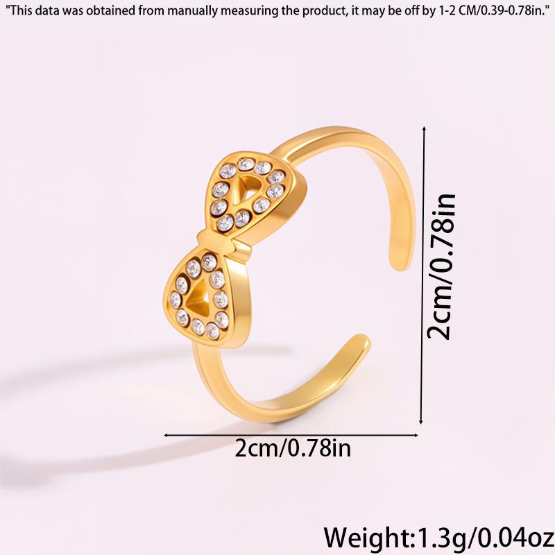 Titanium Steel Ring - Stylish, Luxurious, Niche Style, Double-looped Bow with Diamonds - A Beautiful Ring for Best Friends.