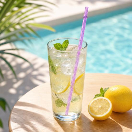 Yousheng 25Pcs Reusable Glitter Straws for Cups, 23cm Food-Grade PP Straw with Fixed Buckle, BPA-free Thickened Drinking Straws