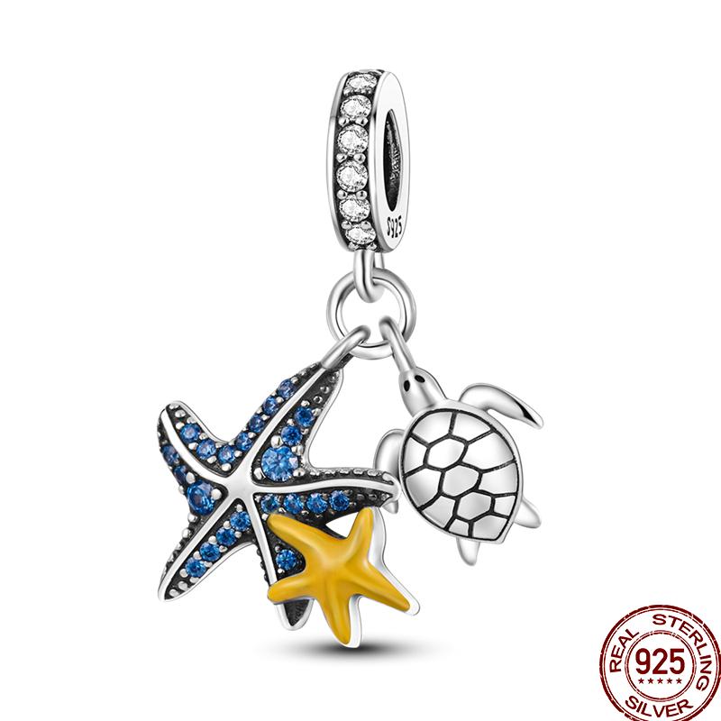 Copper Blue Zircon Beads Ocean Crab Starfish Ship Series Summer Suitable For 3Mm Original Bracelet Diy