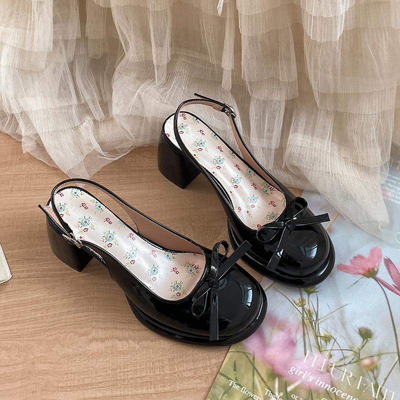 Fashion Cover Toe Butterfly-knot Women Sandals Fashion Thick Heel Singbacks Shoes Ladies Outdoor Gladiator Sandalias 2026 New