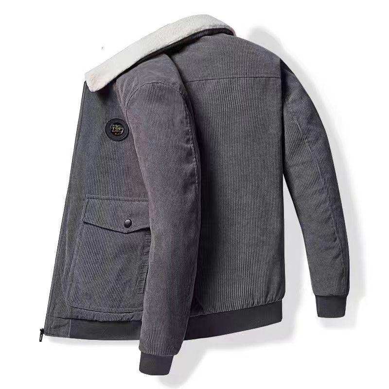 Chaqueta Cárdigan Unisex de Pana con Cremallera y Forro de Terciopelo Plus Otoño/Invierno 2025