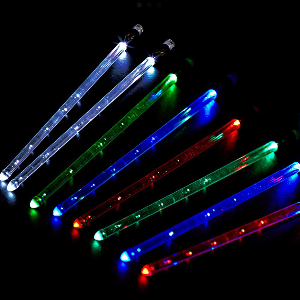 LED Light Up Drumsticks Jazz Drum Sticks 15 Gradient Colorful Lights USB Charging with ON/OFF Switch Percussion Drum Accessories