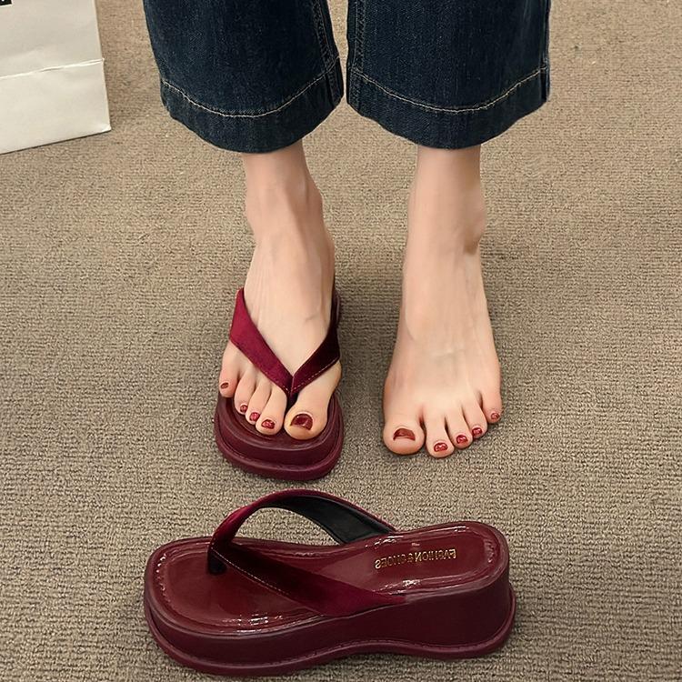 Tongs été pour femmes, extérieur, semelles épaisses, muffin, décontractées, rehausse, nouvelles, à talons hauts, antidérapantes, plage, pantoufles cool