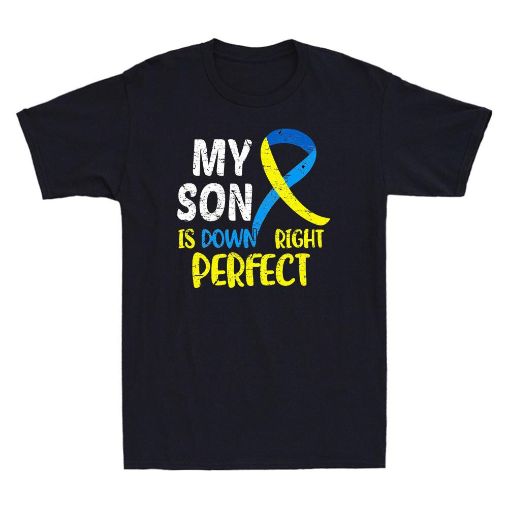 Down Syndrome Awareness Shirt My Son is Down Right Perfect Vintage Men s T-Shirt S