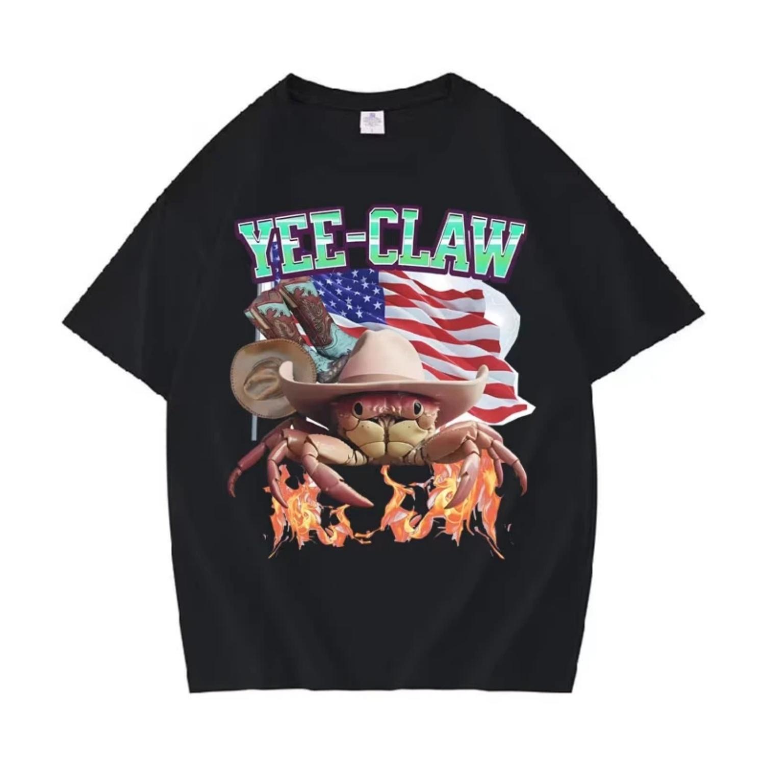 

Funny Crab Meme Graphic Print Tshirt Men Women Fashion Casual Comfort Cotton Short Sleeve High Quality Oversized Tops Teenagers S чёрный