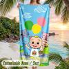 Serviette de plage Cocomelon, Texte personnalisé, Serviette douce à séchage rapide, grande, pour piscine, voyage