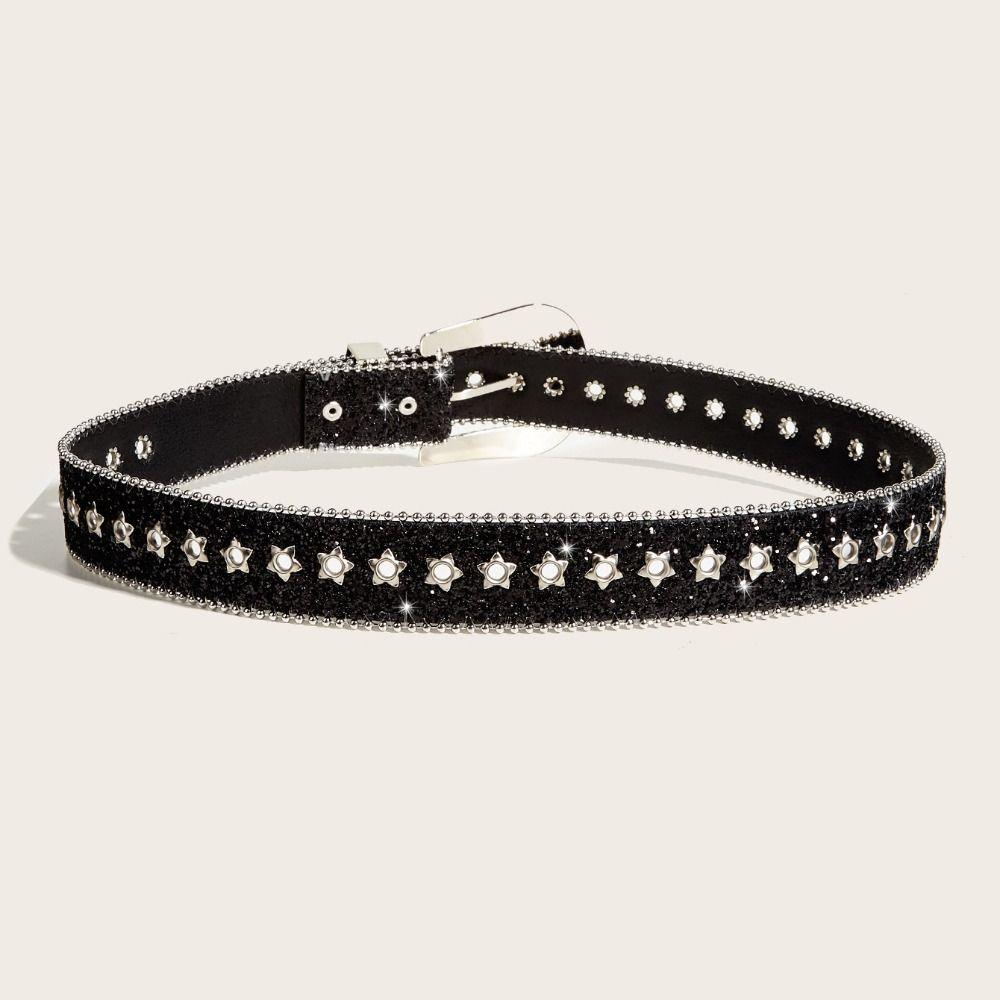 Metal Star Buckle Rhinestone Waistband Harajuku Jeans Waistband Fashion Retro Y2k Belt  Lady