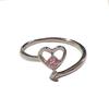 Shiny Pink  Heart Opening Couple Rings Vintage  Adjustable Finger Ring For Women Lover Jewelry Gift