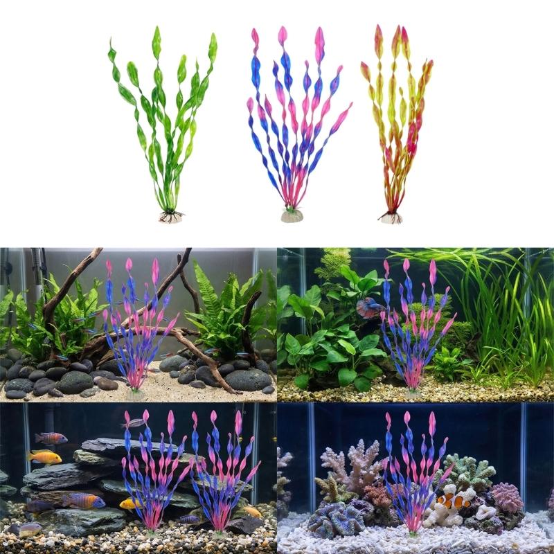 Pack Of 10 Aquarium Landscape Realistic Spirals Water Plant With Ceramic Base For Fishtanks Decoration Safe for Fish