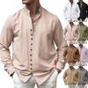 Neues Herren Vintage Baumwoll- und Leinen Freizeit Locker Langarmhemd