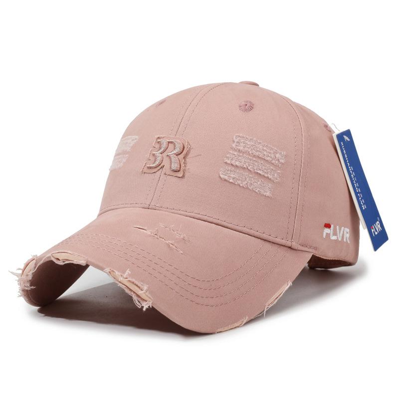 New retro autumn and winter hole letter baseball cap women's hard top casual versatile sunshade cap men's tide