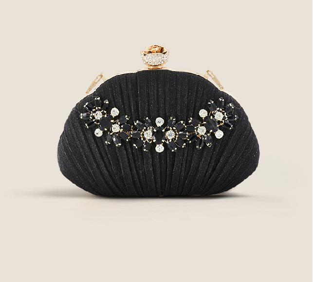 

luxury fashion dinner bag cloud party dress temperament handbag cheongsam bag diamond-encrusted hollow women s bag versatile чёрный