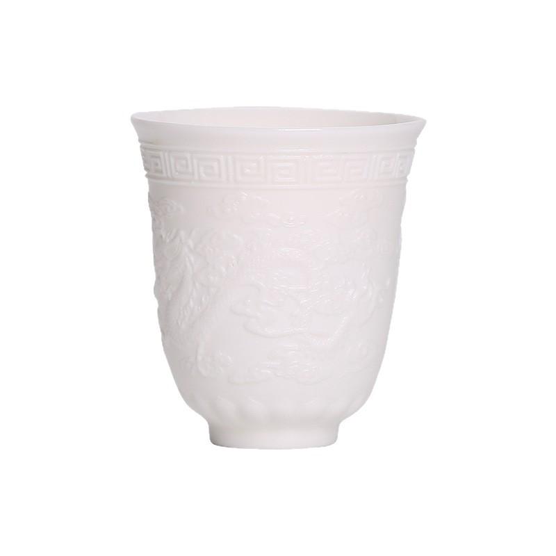 Dehua White Porcelain Heart Sutra Cup Suet Jade Personal Cup Tea Set Ceramic Master Cup Kung Fu Teacup Single Cup Large