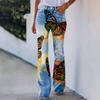 2023 Plus Size European & American Butterfly Faux Denim Micro-flare Pants