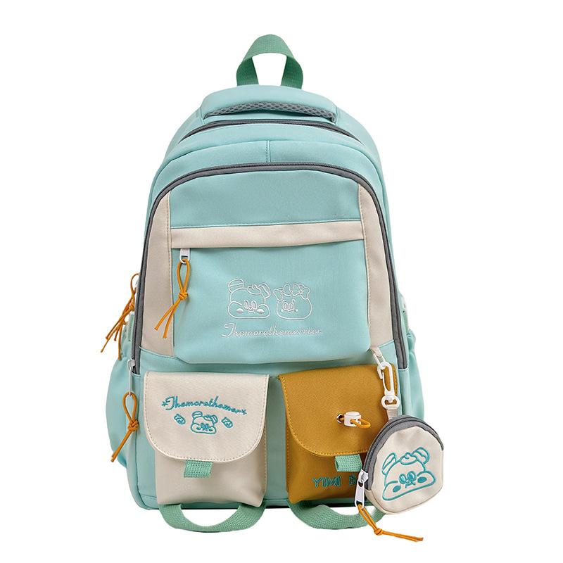 Korean Version Ins Large-capacity College Style Contrasting Color Student Schoolbag New Men's and Women's Backpacks Junior High School High School