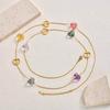 Vintage Color Stone Stainless Steel Necklace Women'S, Niche Premium Sense Multi-Layer Stacked Long Sweater Chain Nc-2692