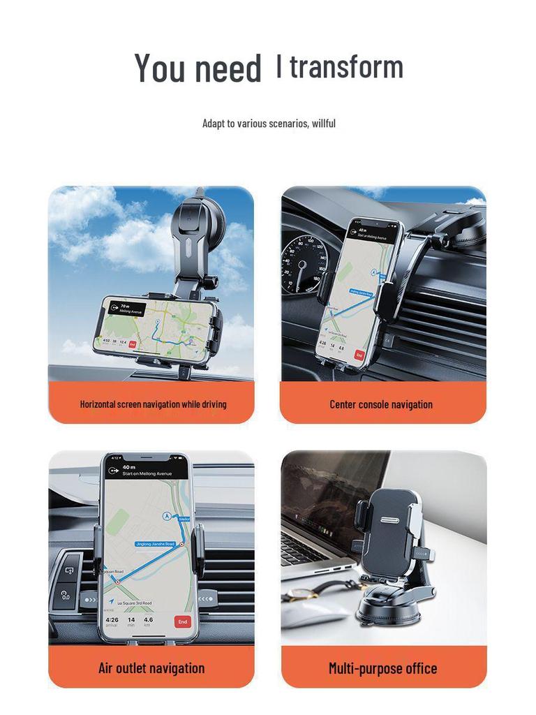 Multifunctional Car Phone Holder with Suction Cup & Air Vent Mount