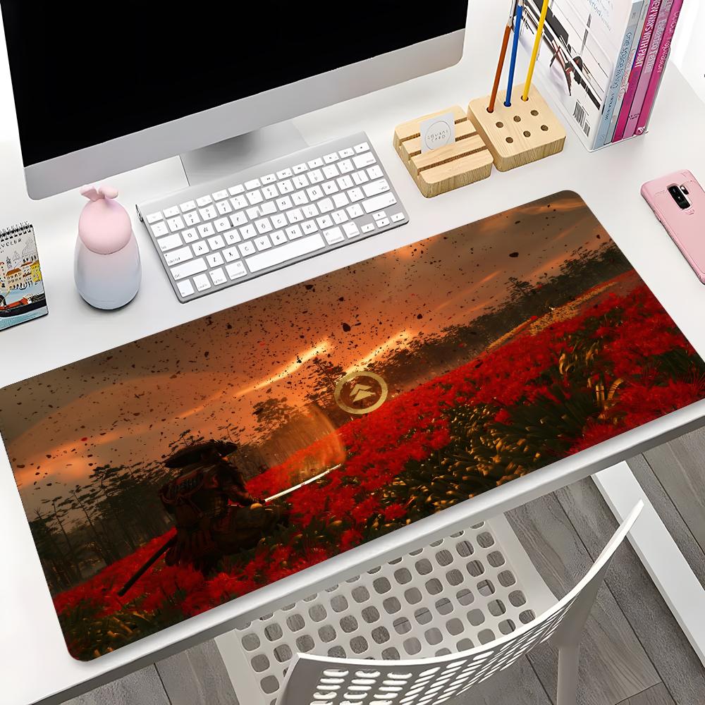 Ghost Of Tsushima Mouse Pad Gaming Locking Edge Big Computer Gamer Large Rubber Art Mousepad Desk Decor Laptop Desk Mat
