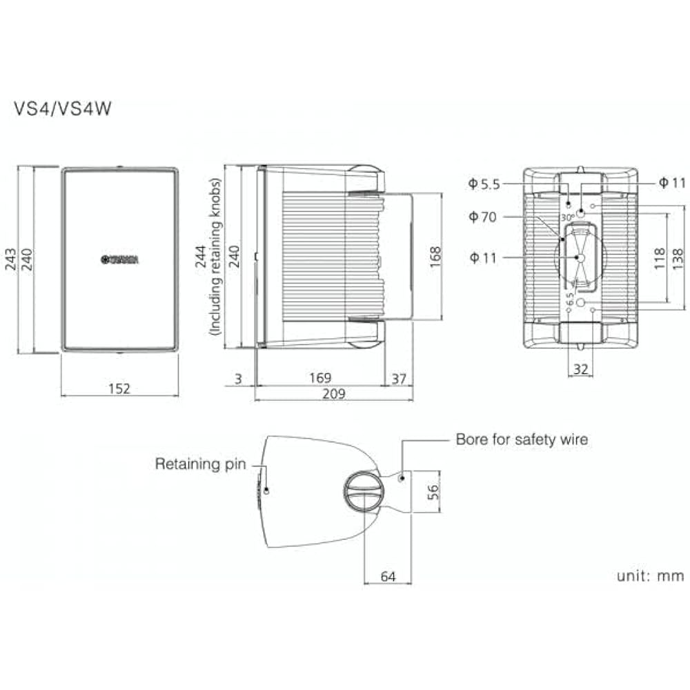 YAMAHA (YAMAHA) All Weather Speaker with Mounting Bracket for Small Equipment, High Impedance Con...