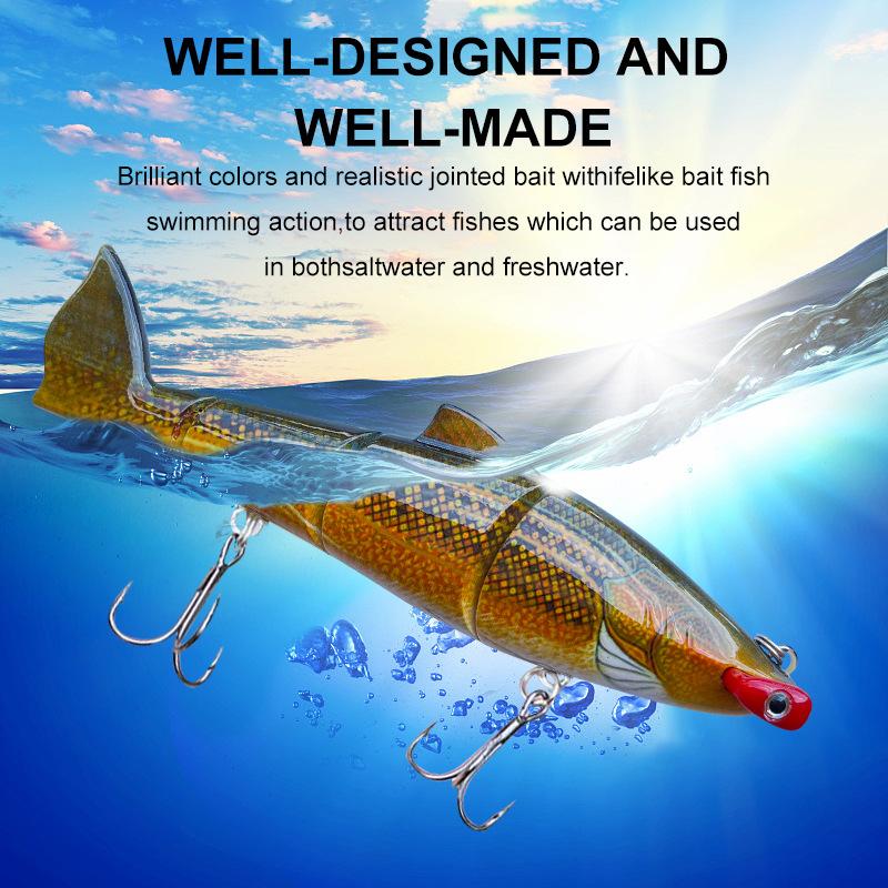 15.8cm Bass Fishing Lures Multi Jointed Trout Perch Multi-Section Fish Bait Lure Hard Bait Crankbait