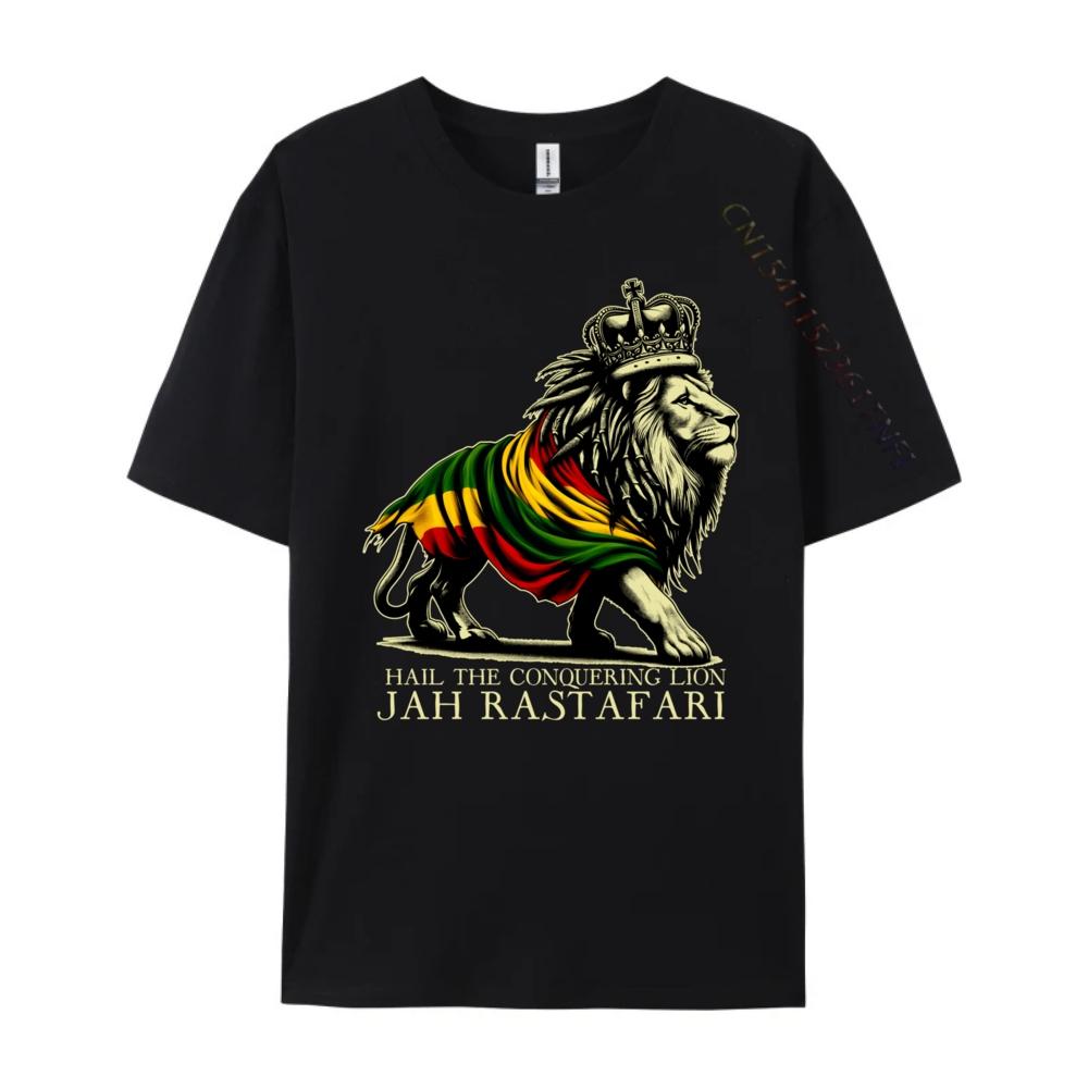 Hail The Lion Of Judah Reggae Rastafari Jah Jah Bless Rasta Graphic Tees Men Limited Time Special Valentine's Day Tshirts