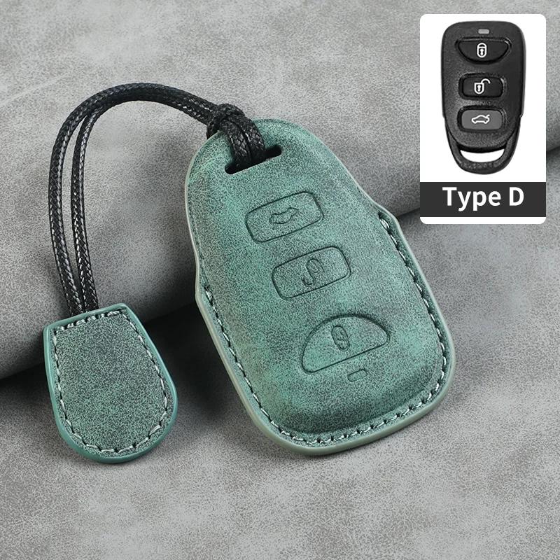 

3 + 1 Buttons Leather Car Remote Key Case Cover Shell Fob for Hyundai for Kia Tucson Sonata Santa FE Carens Protector Key Fob