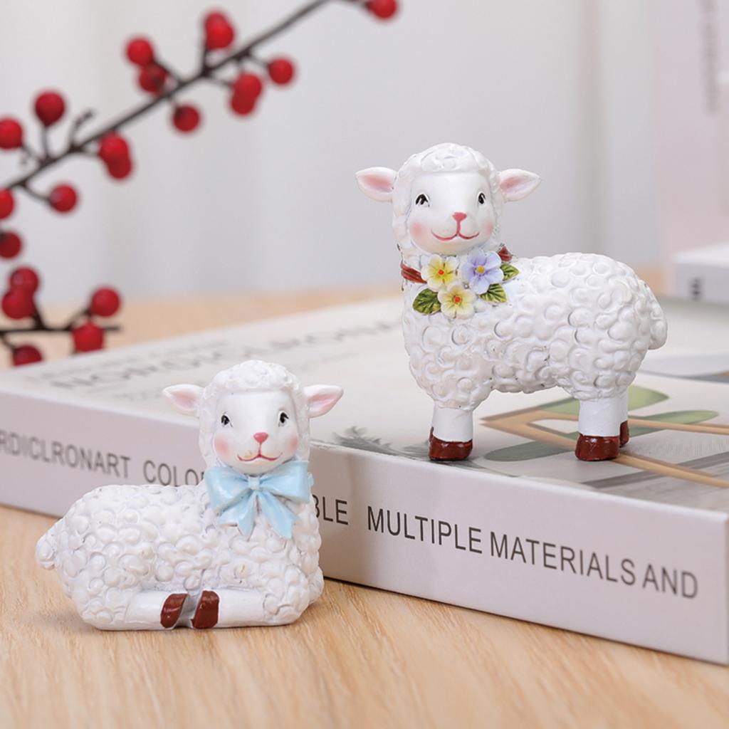 Resin Mini Sheep Figurine Cute Cartoon Outdoor Garden Decoration Waterproof Design for Home And Garden
