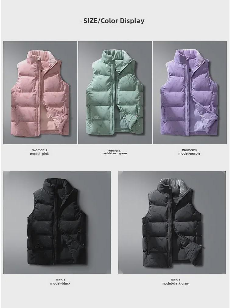 Unisexová bunda bez rukávů v korejském stylu - Velká velikost Podzim/Zima Trendy Vesta z bílého kachního peří