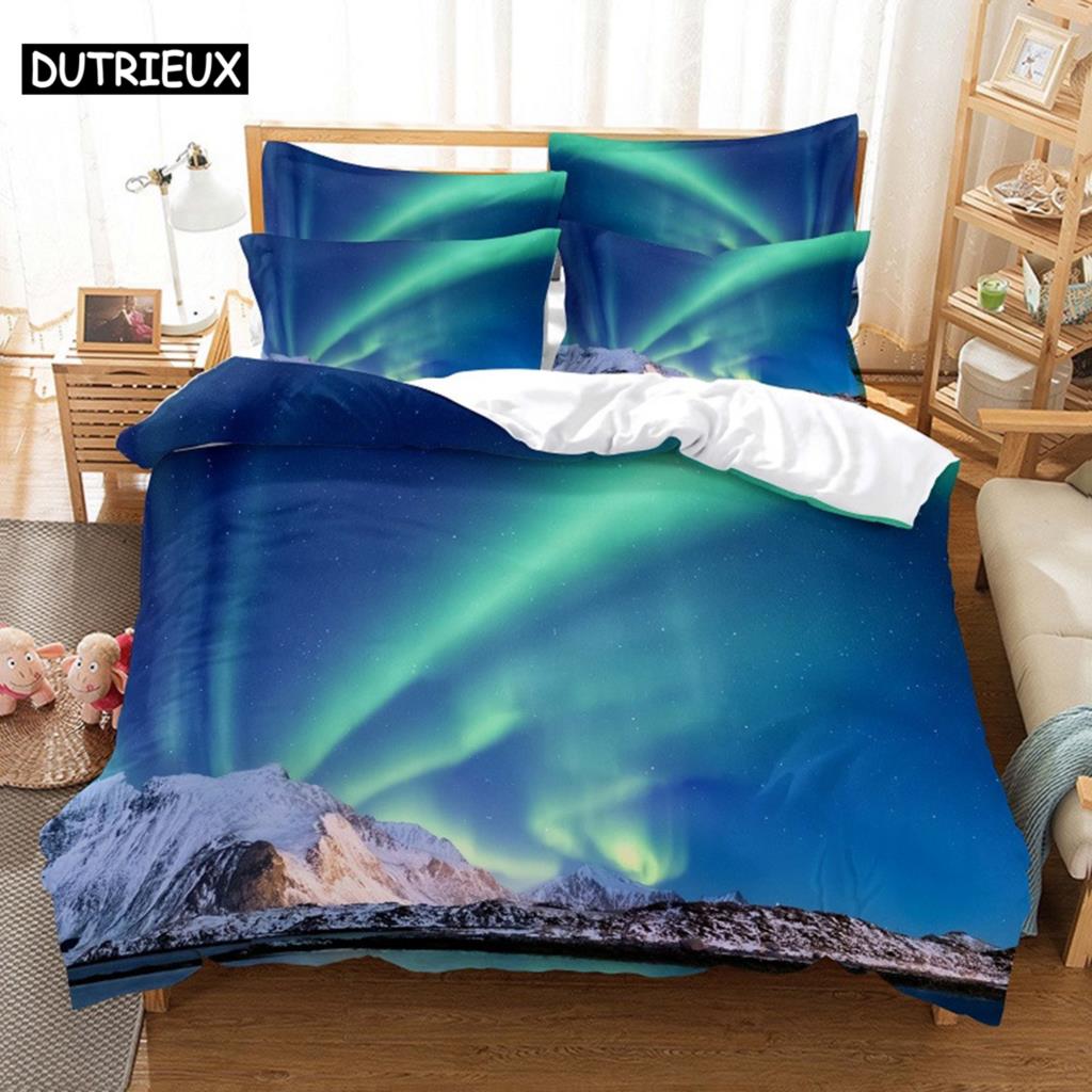 3D Digital-Printed Beach Coconut Tree-Themed Duvet Cover Set In Queen Size - Fashionable Bed Linen Design