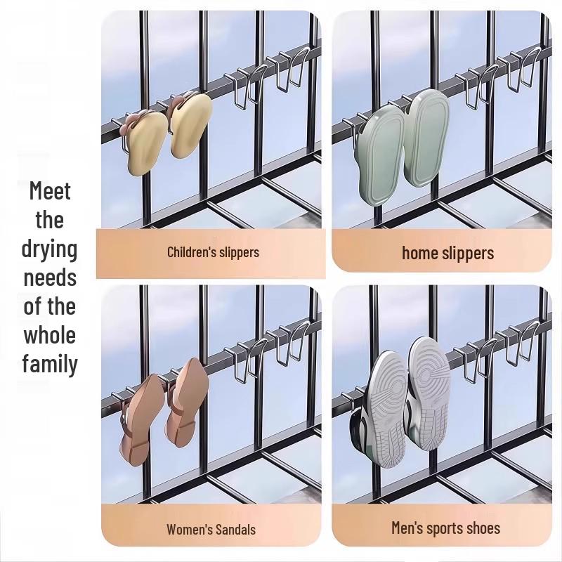 Stainless Steel Anti-theft Outdoor Shoe Drying Hook for Balcony or Window Railing