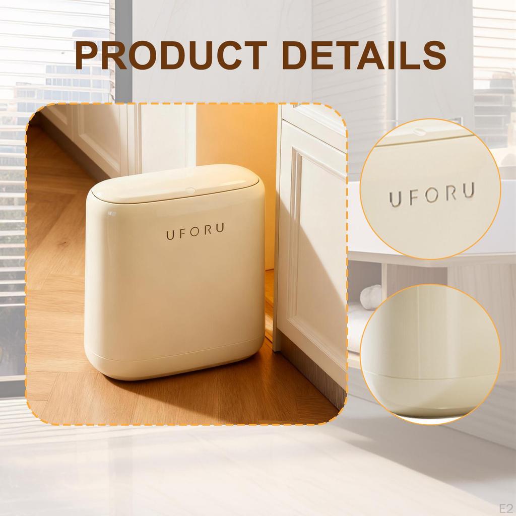 Bathroom Small Trash Can with Lid Garbage Bin Press Top 12L Waste Basket for Household