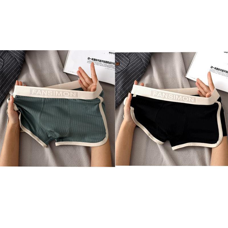 2PCS Men's Striped Boxer Shorts Underwear Sexy Panties Man Underpants Male Boxers Homme U Convex Lingerie Underpants