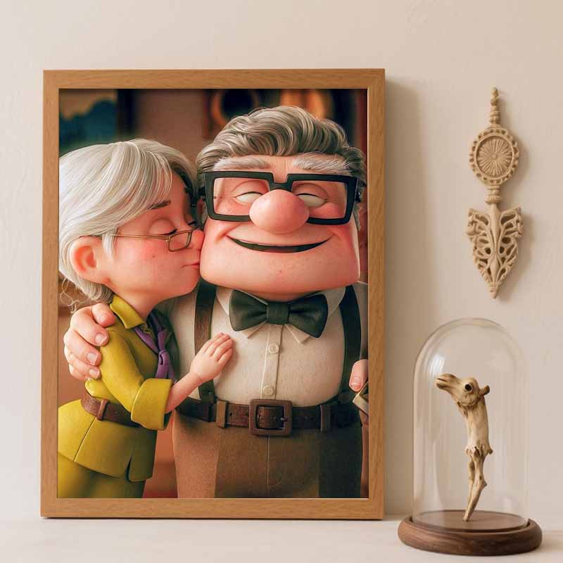 Disney Diamond Painting Kit Carl and Ellie Kiss Diamond Hand Embroidery 5D DIY Diamond Art Home Decor Creative Handicrafts Gift Round 20x30cm