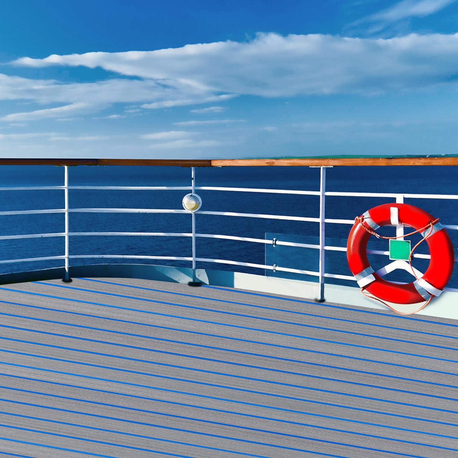 

Non-Slip Self-Adhesive EVA Foam Decking Sheet, 240x60cm (95 x24 ), Gray Blue Stripe Faux Teak Marine Mat for Boat Floor, Yacht светло-серый