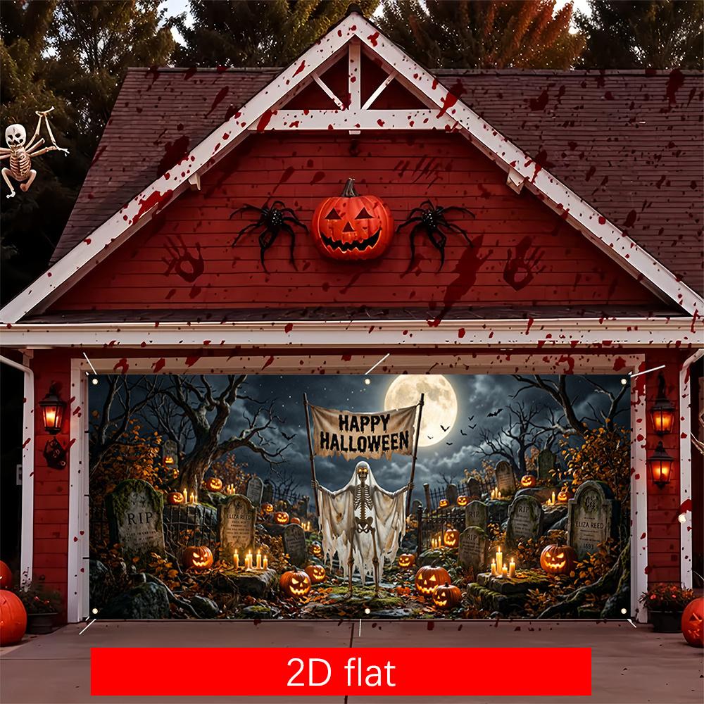 2D flat banner 1PC Large Garage Banner - Polyester Material - Multi-size Banner Halloweenzyc